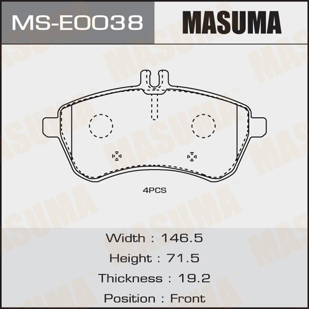 Тормозные колодки Masuma. Артикул MS-E0038