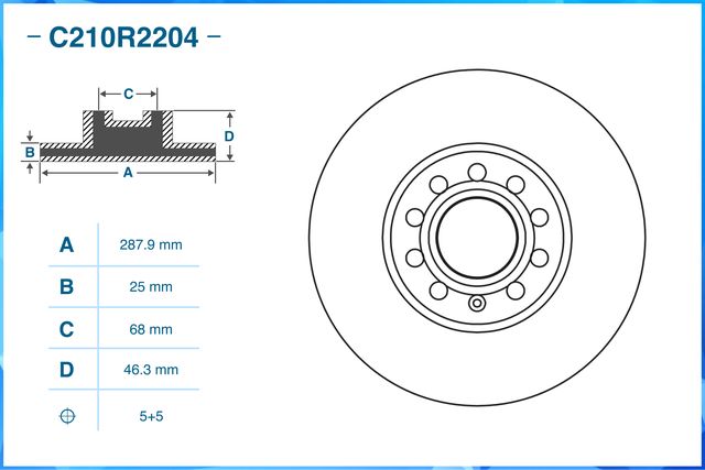 Диск тормозной передний (Cworks). Артикул C210R2204