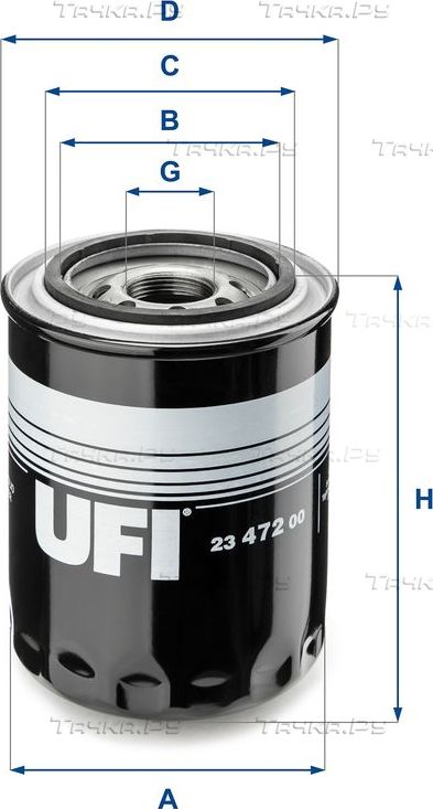 Масляный фильтр UFI для Kia Pregio I 2000-2006. Артикул 23.472.00