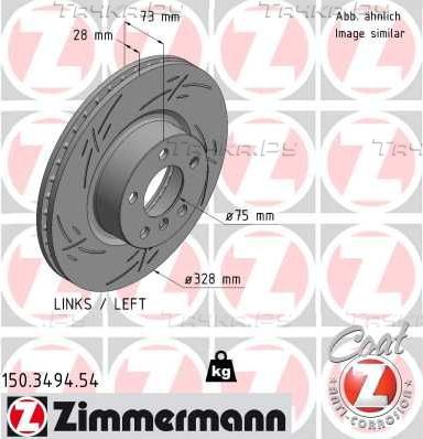 Тормозной диск Zimmermann Black Z. Артикул 150.3494.54