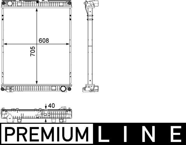 Радиатор охлаждения двигателя Mahle Premium для MAN TGL 2004-2026. Артикул CR 784 000P