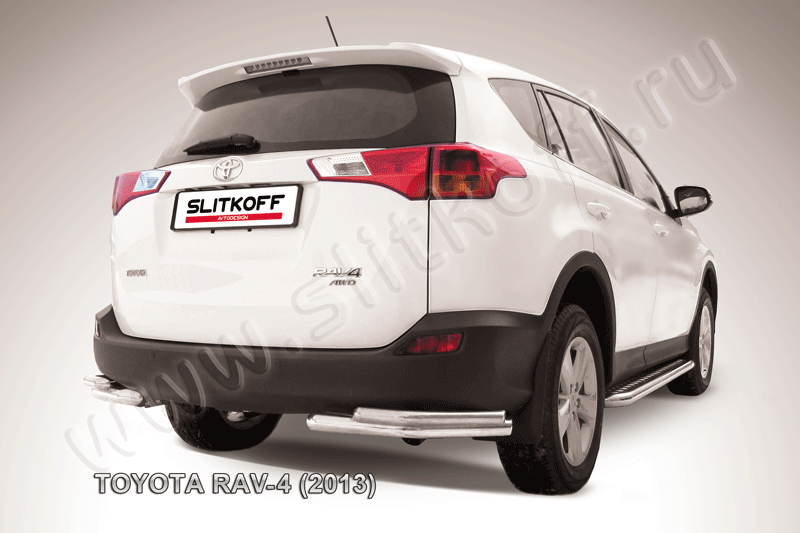Защита Slitkoff задняя d57/42 уголки двойные для Toyota RAV4 IV 2013-2015. Артикул TR413-014