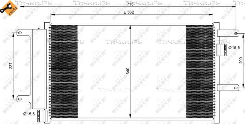 Радиатор кондиционера (конденсатор) NRF (алюминий). Артикул 35751