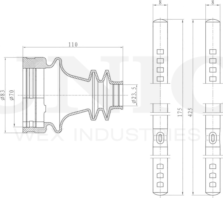 Пыльник ШРУС, комплект (Unio). Артикул DUC-30136K