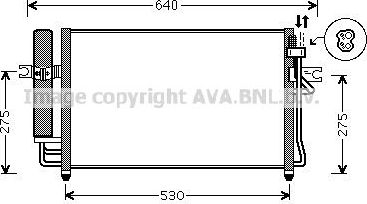 Радиатор кондиционера (конденсатор) AVA (алюминий). Артикул HY5087D