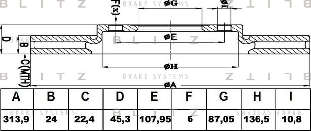 Диск тормозной MITSUBISHI PAJERO SPORT 03- перед.вент. (Blitz). Артикул BS0411