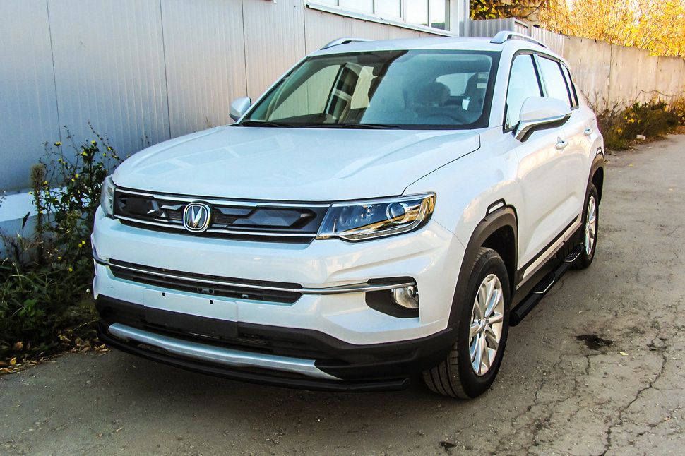 Защита Slitkoff переднего бампера D42 черная для Changan CS35 Plus 2019-2026. Артикул CHANCS35P-003B