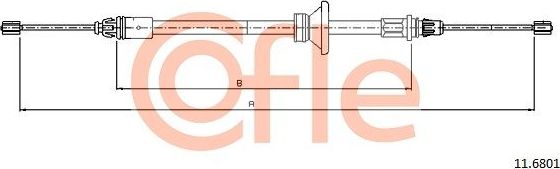 Трос ручника (тросик ручного тормоза) Cofle передний для Renault Trafic II 2001-2014. Артикул 92.11.6801