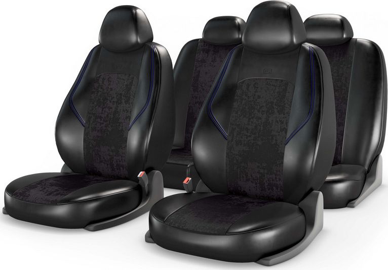 Накидки универсальные CarFashion Ranger Zamsha для авто, цвет Черный/Черный/Синий. Артикул 11226