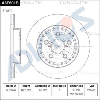 Тормозной диск Advics. Артикул A6F601B