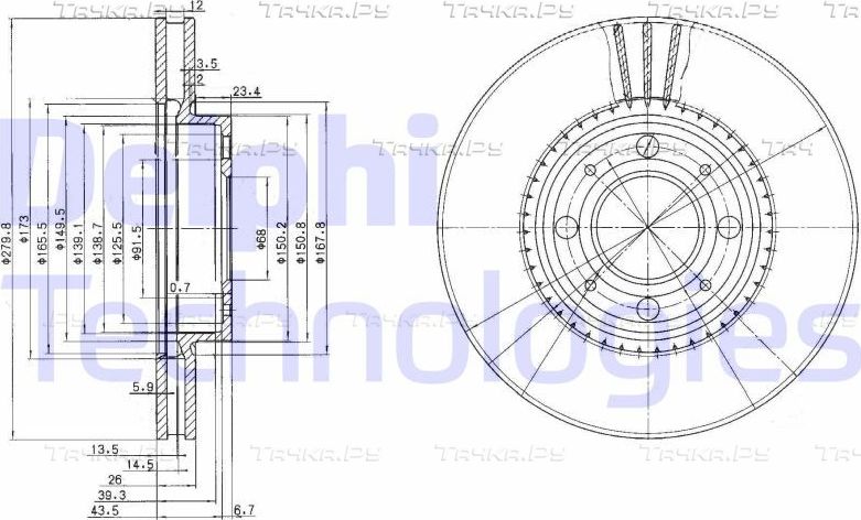 Тормозной диск Delphi. Артикул BG2720