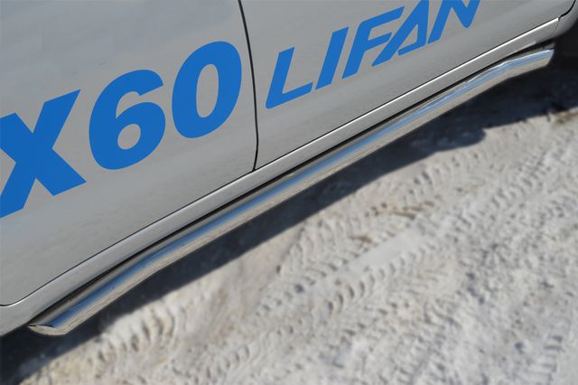 Защита RusStal порогов труба d63 (вариант 1) для Lifan X60 2012-2026. Артикул LFT-0012411