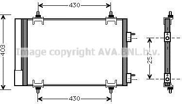 Радиатор кондиционера (конденсатор) AVA (алюминий). Артикул CNA5230D