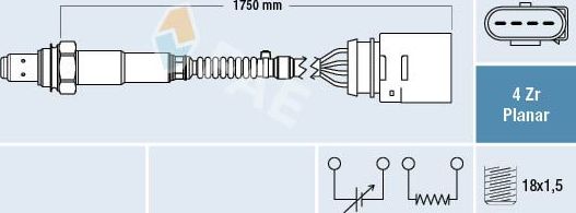Лямбда-зонд (кислородный датчик) FAE для Volkswagen Lupo 1998-2005. Артикул 77146