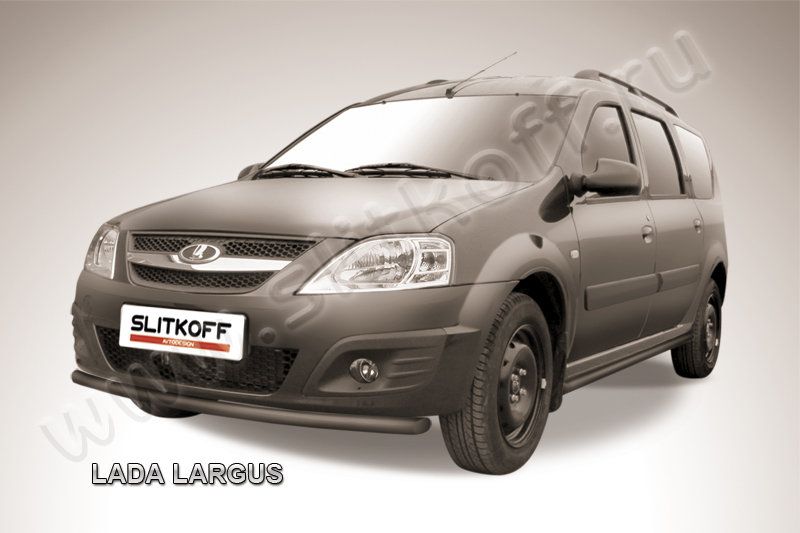 Защита Slitkoff переднего бампера d42 для Lada Largus 2012-2026 Черная. Артикул LadLar001B