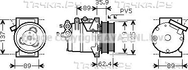 Компрессор кондиционера AVA для Volvo S40 II 2004-2012. Артикул FDAK433