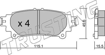 Тормозные колодки Trusting задние для Lexus RX III 2009-2015. Артикул 955.0
