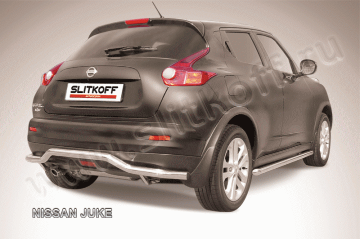 Защита Slitkoff заднего бампера d57 волна для Nissan Juke 2WD 2010-2019. Артикул NJ2WD-009