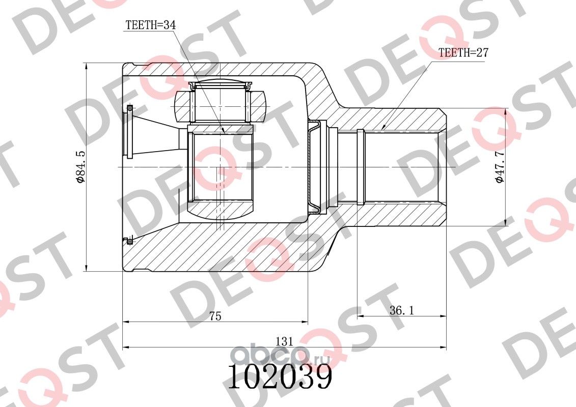 ШРУС с монтажными деталями (102039) (Deqst). Артикул 102039