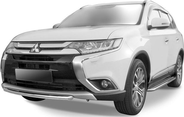 Защита Slitkoff переднего бампера d57 короткая для Mitsubishi Outlander III 2015-2026. Артикул MOUT15-004