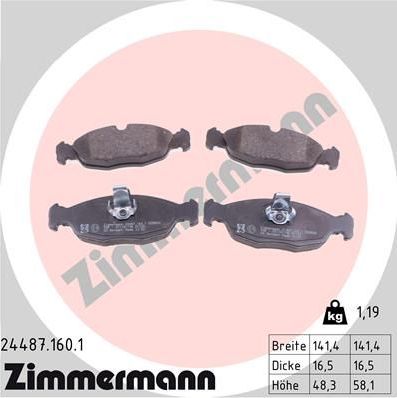 Тормозные колодки Zimmermann. Артикул 24487.160.1