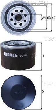 Масляный фильтр Mahle-Knecht для Renault 8 1962-1972. Артикул OC 384
