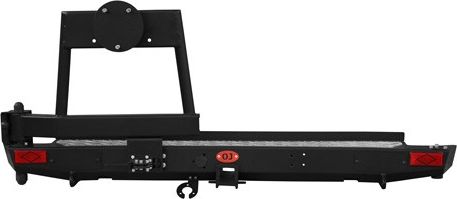 Бампер силовой OJ задний с левой облегчённой калиткой под запаску для УАЗ Pickup 2008-2026. Артикул 03.418.03