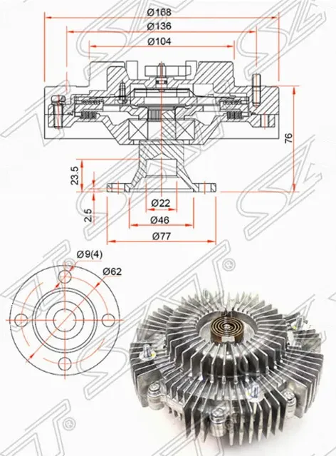 Вискомуфта TOYOTA HILUX,LAND CRUISER PRADO 1K 95- (SAT). Артикул ST1621067030