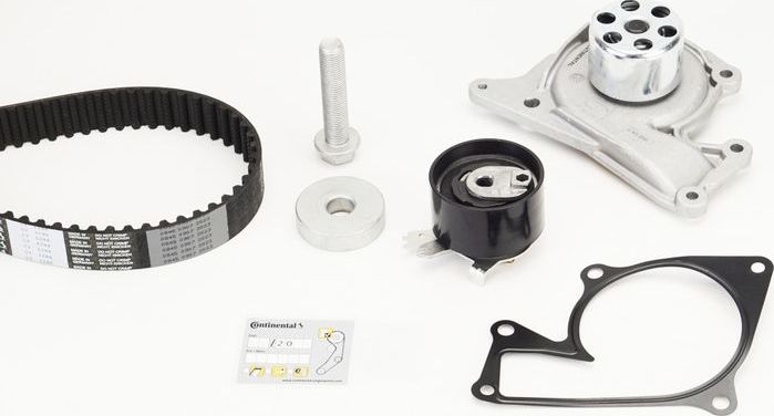 Помпа (водяной насос) с комплектом ремня ГРМ ContiTech для Renault Kangoo II 2019-2026. Артикул CT1244WP1