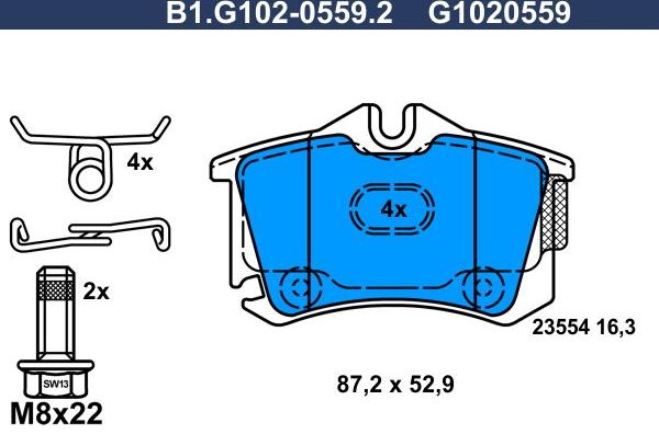Тормозные колодки Galfer. Артикул B1.G102-0559.2
