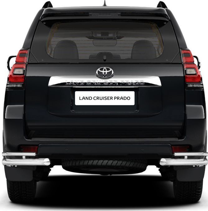Защита PT Group заднего бампера двойная угловая d63/38 (НПС) для Toyota Land Cruiser Prado 150 2й Рестайлинг (кроме Style) 2017-2026 Без пневмоподвески. Артикул TPR220101