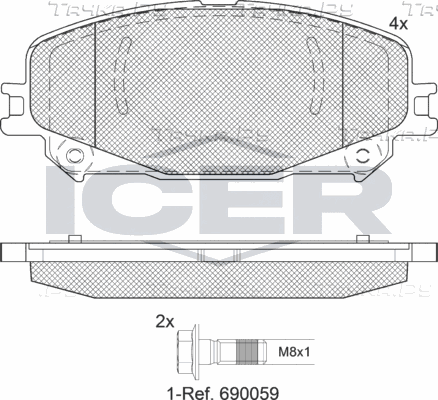 Тормозные колодки Icer передние для Renault Scenic IV 2017-2026. Артикул 182304