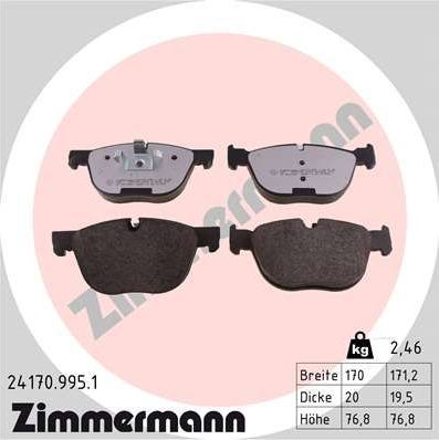 Тормозные колодки Zimmermann rd:z передние для BMW X6 II (F16) 2014-2019. Артикул 24170.995.1