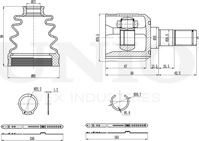 ШРУС внутренний (Unio). Артикул CVJ-30058