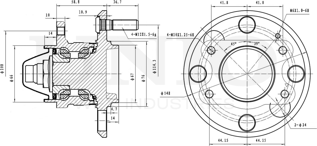 Ступица колеса с интегрированным подшипником (Unio). Артикул HUB-20227