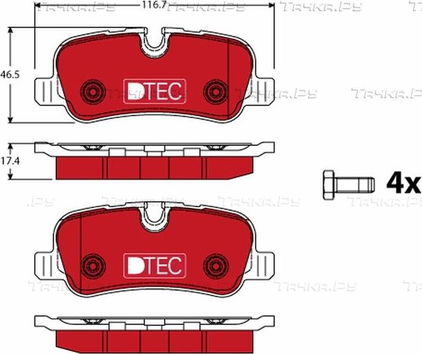 Тормозные колодки TRW DTEC COTEC задние для Land Rover Range Rover III 2002-2012. Артикул GDB1632DTE