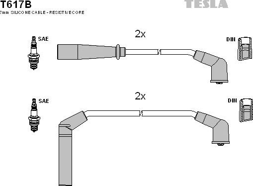 Высоковольтные провода (провода зажигания) (комплект) Tesla. Артикул T617B