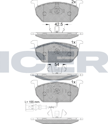 Тормозные колодки Icer. Артикул 182189