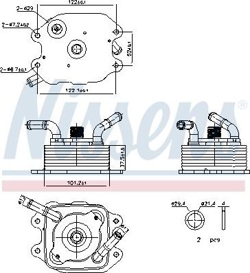 Радиатор масляный (маслоохладитель) для двигателя Nissens (алюминий). Артикул 91440