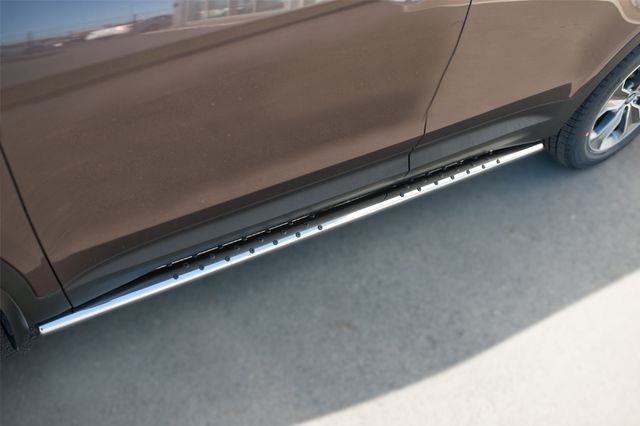 Защита порогов RusStal труба d75х42 овал с проступью для Hyundai Grand Santa Fe 2014-2016. Артикул HSFO-002010