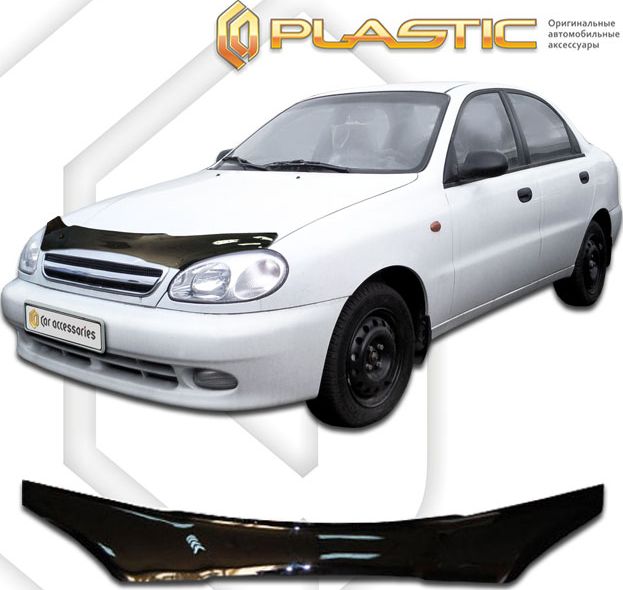 Дефлекторы СА Пластик для капота (Classic черный) Chevrolet Lanos 2005-2009. Артикул 2010010101367