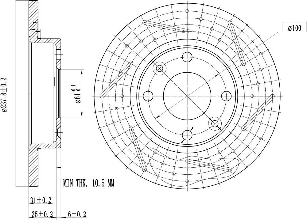 Диск тормозной RENAULT LOGAN 04- перед. (Trialli). Артикул DF117S