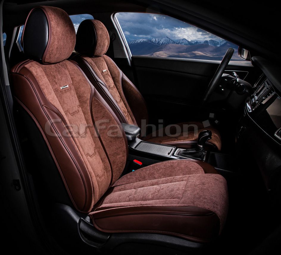 Накидки универсальные CarFashion Smart на передние сидения авто, цвет Кофе/Кофе/Кофе. Артикул 21122