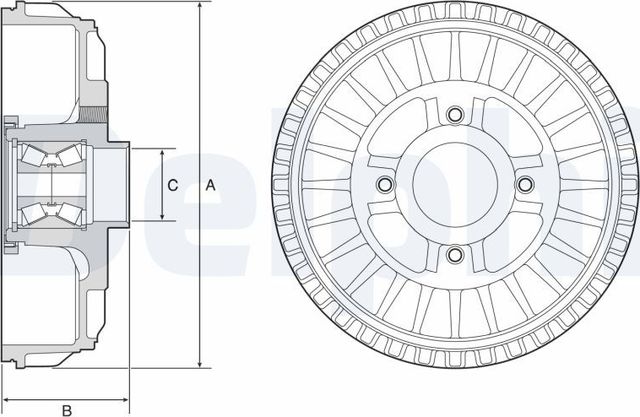 Тормозной барабан Delphi задний для Renault Sandero II 2013-2026. Артикул BFR621