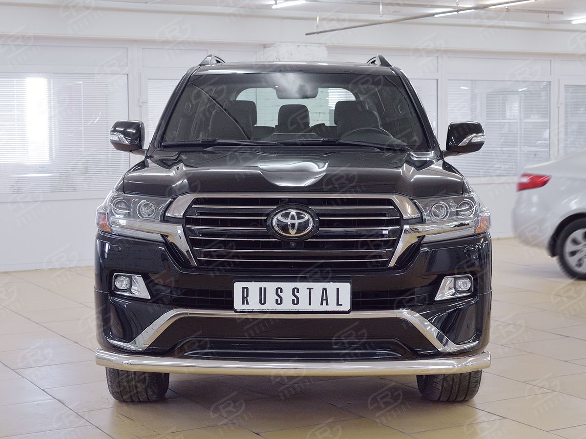 Защита RusStal переднего бампера d76 секции для Toyota Land Cruiser 200 2015-2021. Артикул TLCZ-002556