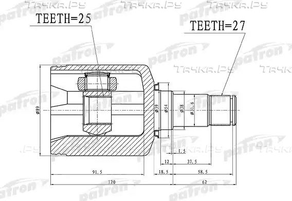 Шрус наружный (граната) Patron. Артикул PCV1379