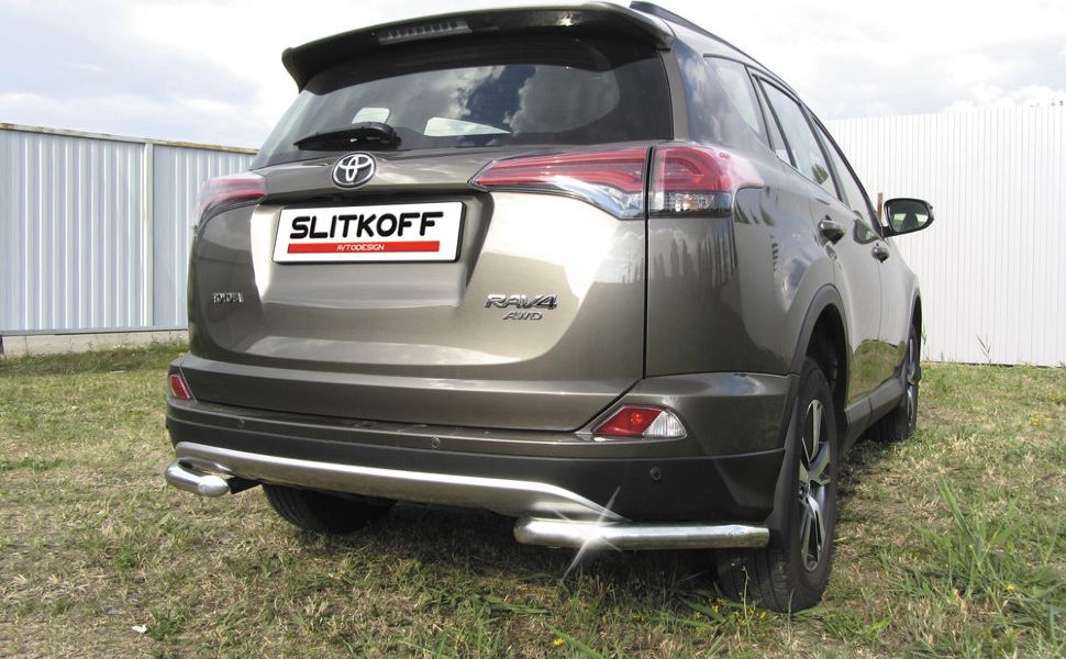 Защита Slitkoff задняя уголки d57 для Toyota RAV4 IV рестайлинг 2015-2019. Артикул TR415-013