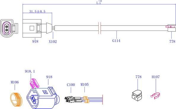 Датчик износа тормозных колодок  Sangsin Hi-Q. Артикул SWS2803