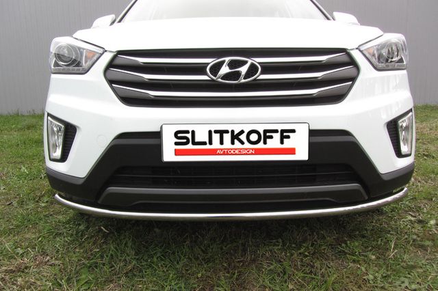 Защита Slitkoff переднего бампера d42 радиусная для Hyundai Creta 4WD 2016-2021. Артикул HCRET4WD004