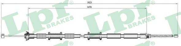 Трос ручника (тросик ручного тормоза) LPR задний левый для Fiat Doblo I 2001-2015. Артикул C0167B